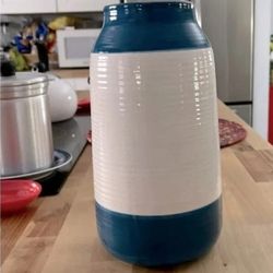 NEW Ceramic BLUE AND WHITE VASE 11" X 4"