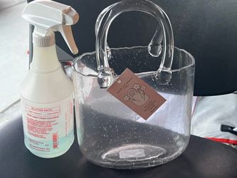 Glass hand bag vase — new
