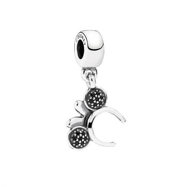 Disney Minnie headband silver dangle with black crystal, red and clear cubic zirconia