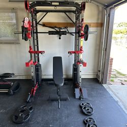 Smith Machine 200 | Adjustable Bench | 245lb Cast Iron Olympic Weights | 7ft Olympic Bar | Fitness | Gym Equipment | FREE DELIVERY/INSTALLATION 🚚 🛠️