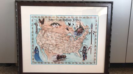 American Indian Tribes Print Wood Frame Professionally Mounted