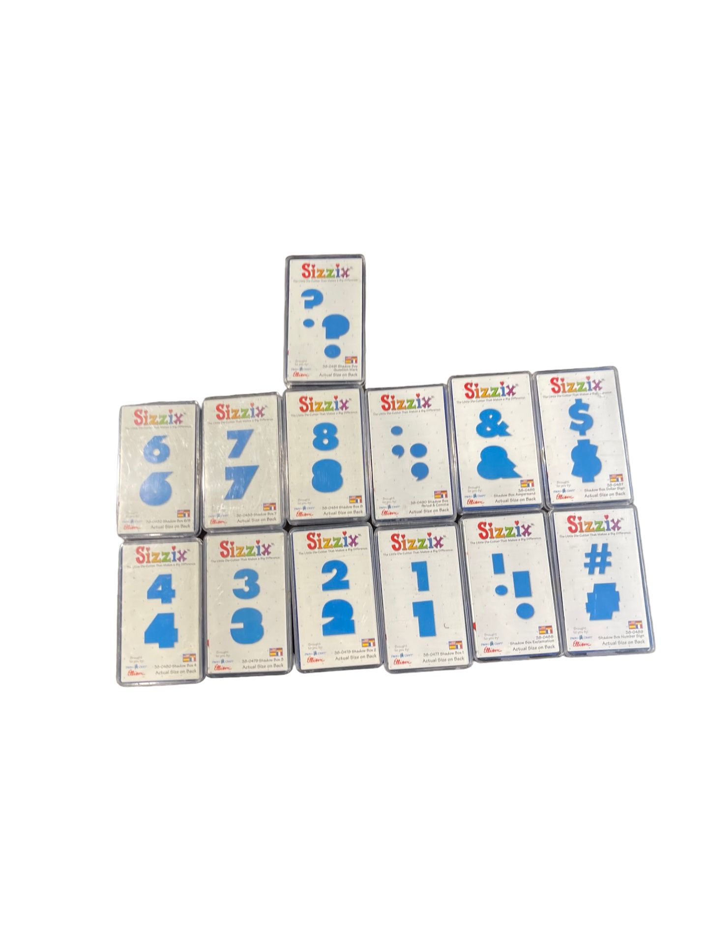 Sizzix Shadow Box Die Cutters numbers, and punctuation