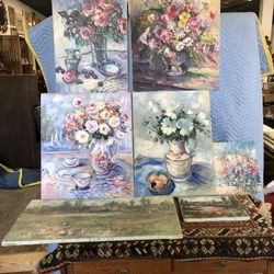 Approx 25-30 Oil Paintings On Canvas 