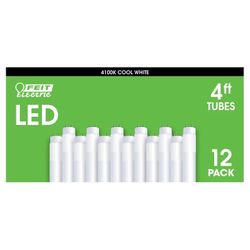 Feit Electric LED 4' Replacement Glass Tubes, 12-pack.  New In Box. 18 Available 