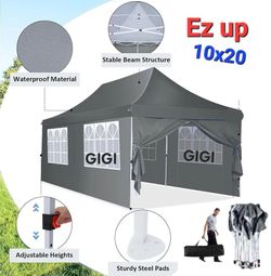 10x20 Pop up Canopy Tent, Protable Canopy Tent with Sidewalls Waterproof Commercial Pop up Tent for Parties, Wedding, Camping, Courtyard
