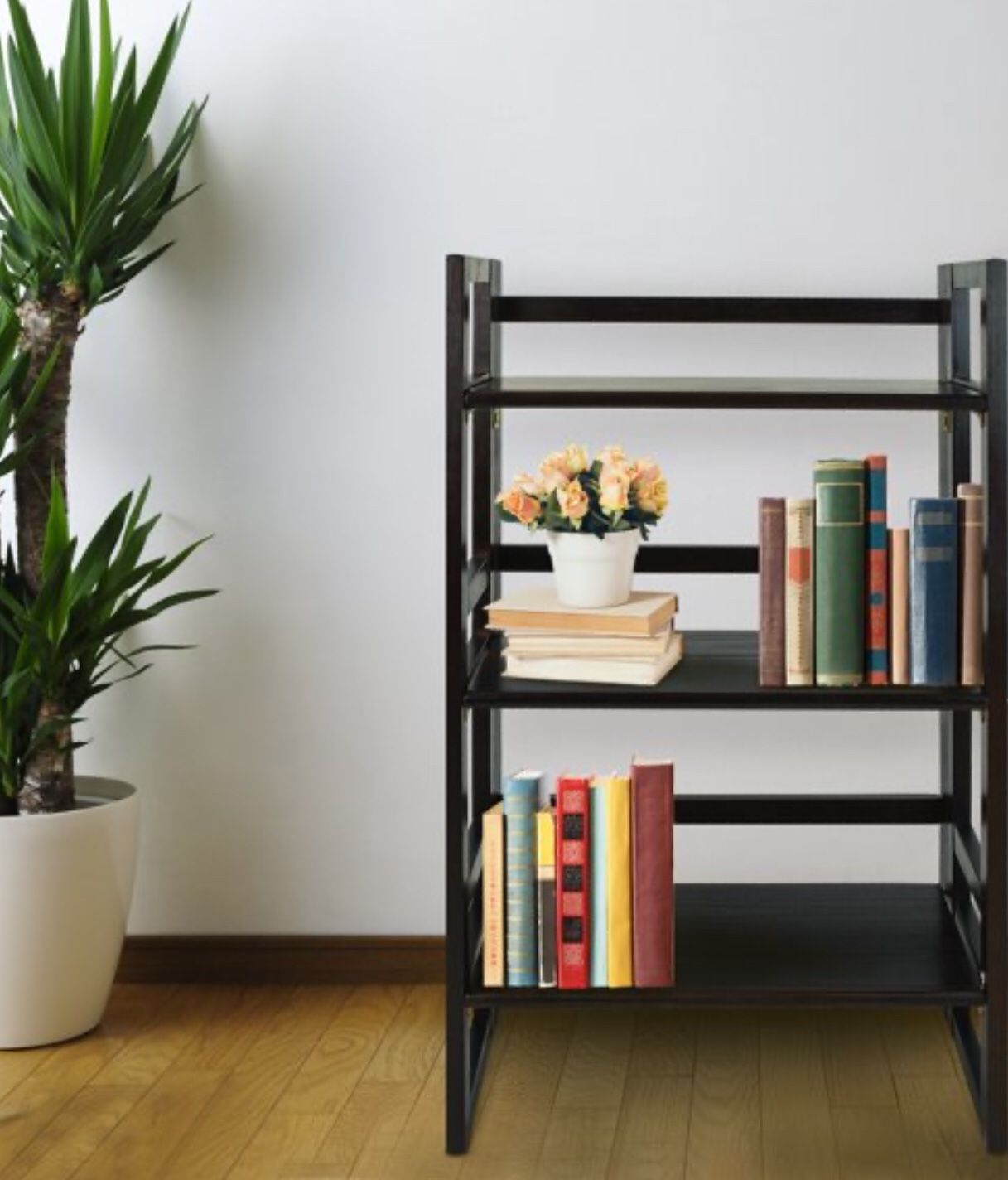 New!! Foldable 3 shelves bookcase, bookcase, bookshelves, organizer, storage unit , shelving display, living room furniture, espresso