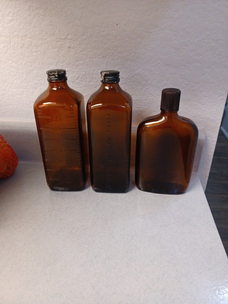 Vintage Amber/Brown Glass Bottles