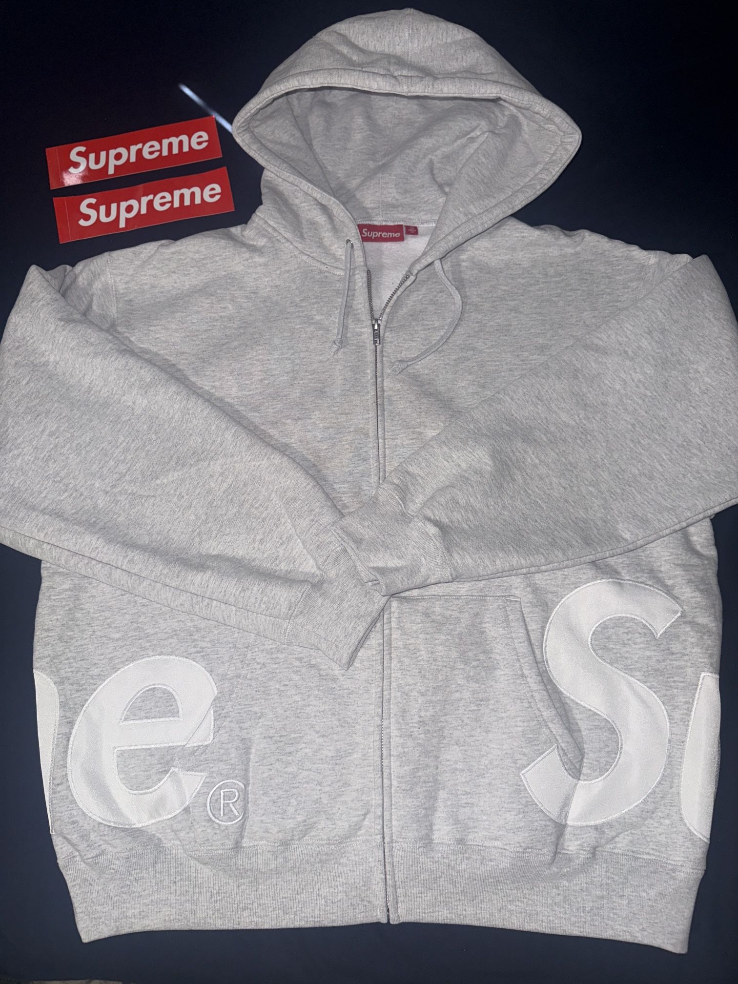 Supreme Big Logo Zip Up Hoodie Sweatshirt XL
