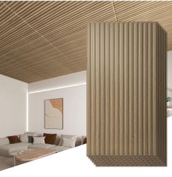 Art3d 6-Pack Slat Design 3D Wall Panels for Interior Wall Decor, 2x4 FT PVC Decorative Drop Ceiling Tiles - Walnut=R4-793