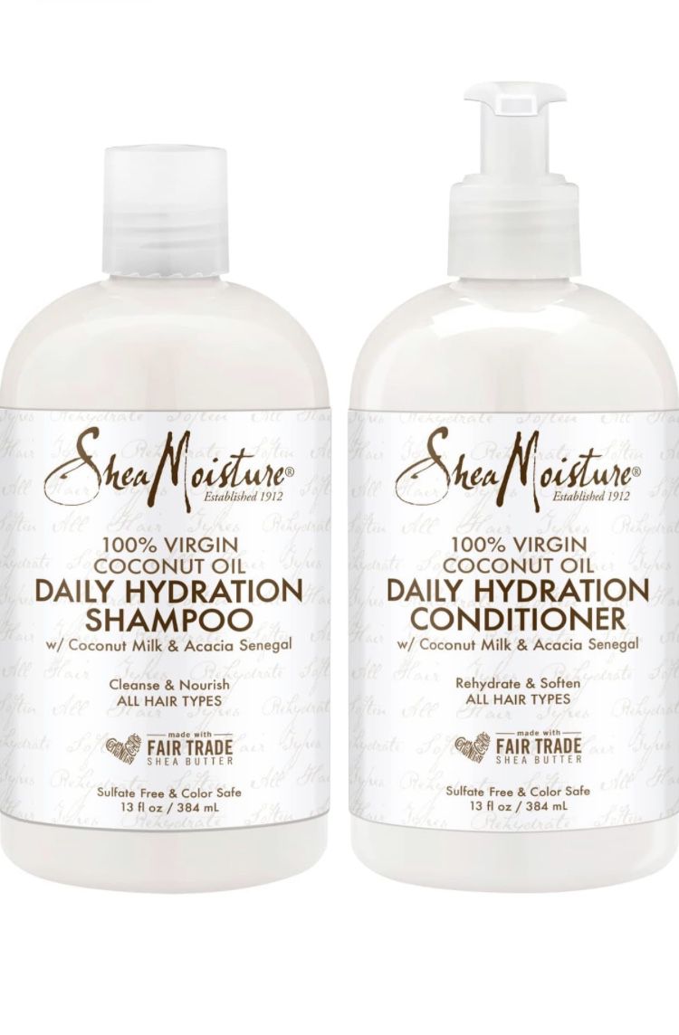 SheaMoisture 100% Virgin Coconut Oil Daily Hydration Shampoo & Conditioner | 13 fl. oz. Each with box