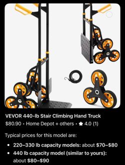 Vevor stairs hand pulley carry weight 220-330lbs