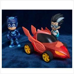 ​PJ Masks Catboy & Romeo Figures with Sound-Enabled Owl Glider Vehicle Set