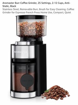 Aromaster Burr Coffee Grinder, Black