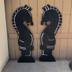 Set Of 2 Wooden Chess Piece Props