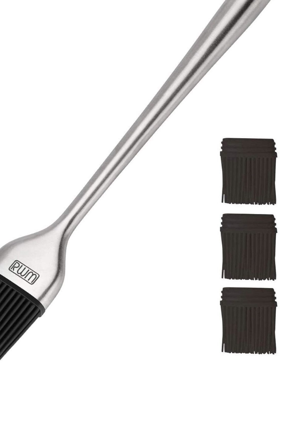 Rwm Basting Brush - Heatproof Stainless Steel Pastry Brush with 6 Pack Back up Silicone Brush Heads Rust Resistant, BPA Free, Food Grade for BBQ Grill