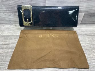 Gucci Romy Long Patent Leather Clutch With Gold Hardware (161309-2)