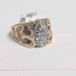 14k Gold Nugget Diamond Ring