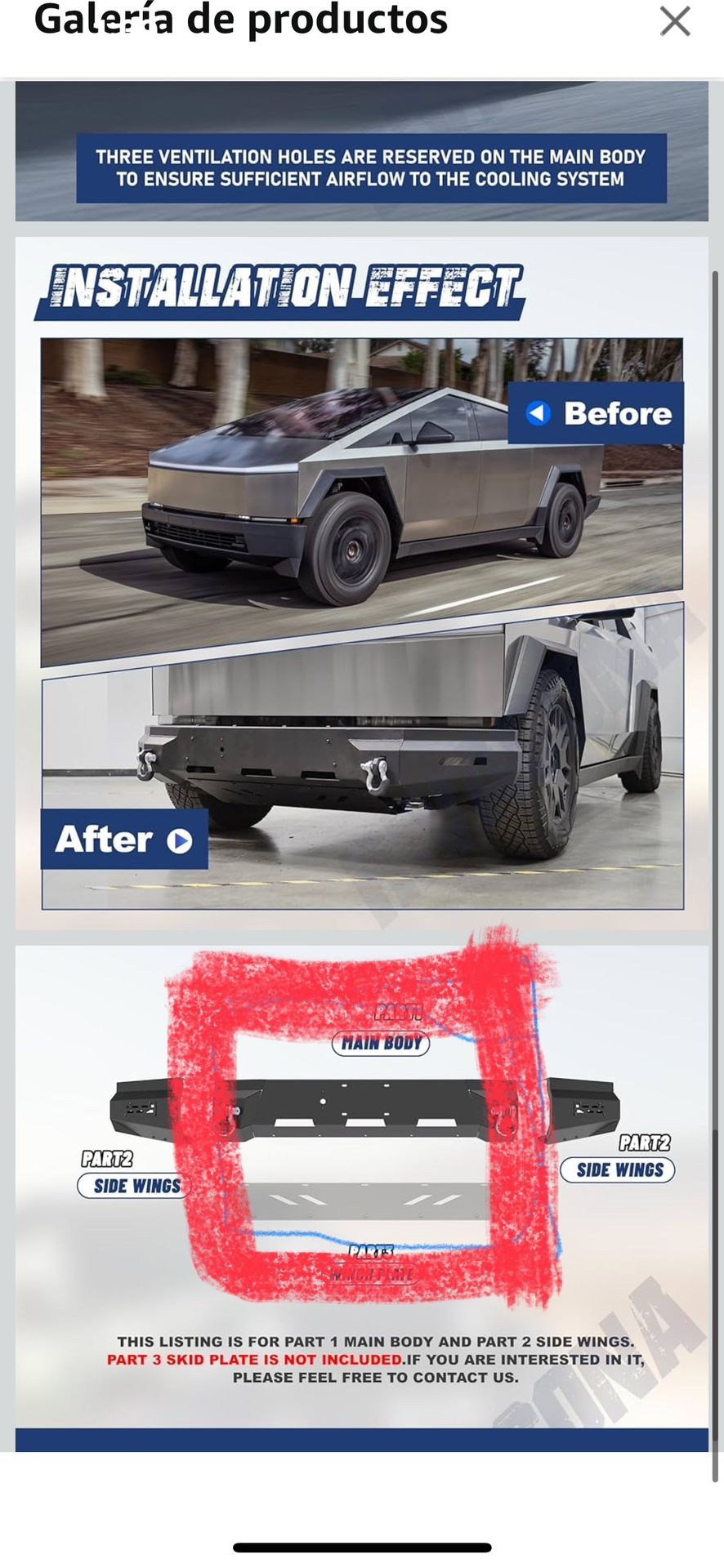 Tesla Cybertruck Front Bumper steel only part of the center 2024 - 2026 New Aftermarket