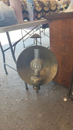 antique brass reflector oil lamp1800-early 1900