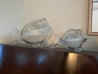 MCM clear glass fish set