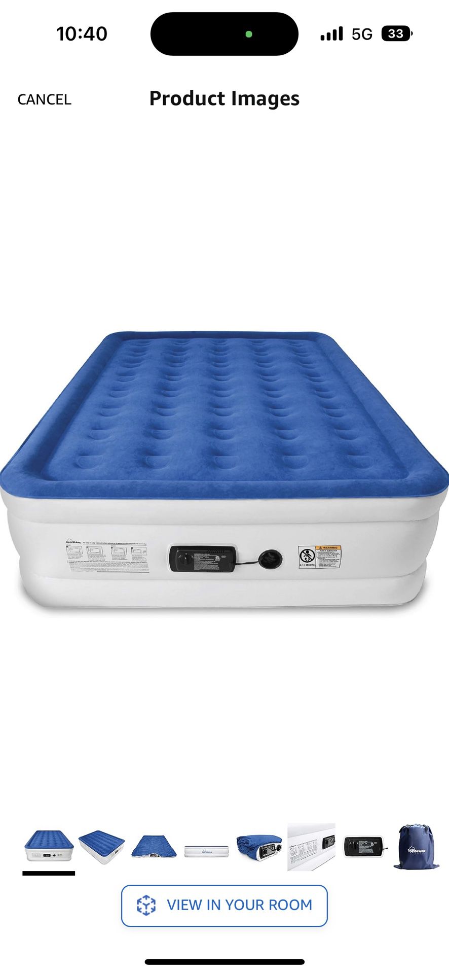 SoundAsleep Dream Series Luxury Air Mattress with ComfortCoil Technology & Built-in High Capacity Pump for Home & Camping- Double Height, Adjust