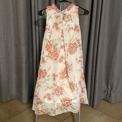 Loose Floral White With Pink Dress