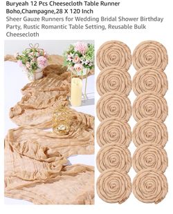NEW 12-Pack Cheesecloth Table Runners