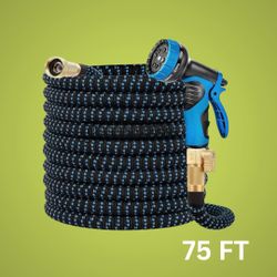 75 ft Expandable Garden Hose featuring 10 Spray Functions and Extra-Strength Fabric