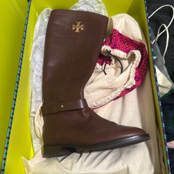 Brown Leather Tory Burch Boots