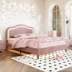 New Pink Velvet Queen Size Bed Frame