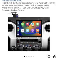(4GB+64GB) Car Radio Upgrade for Toyota Tundra 2014-2021, 11.5 inch IPS Touchscreen Stereo with Wireless CarPlay Android Auto BT FM AM DSP GPS SWC Plu