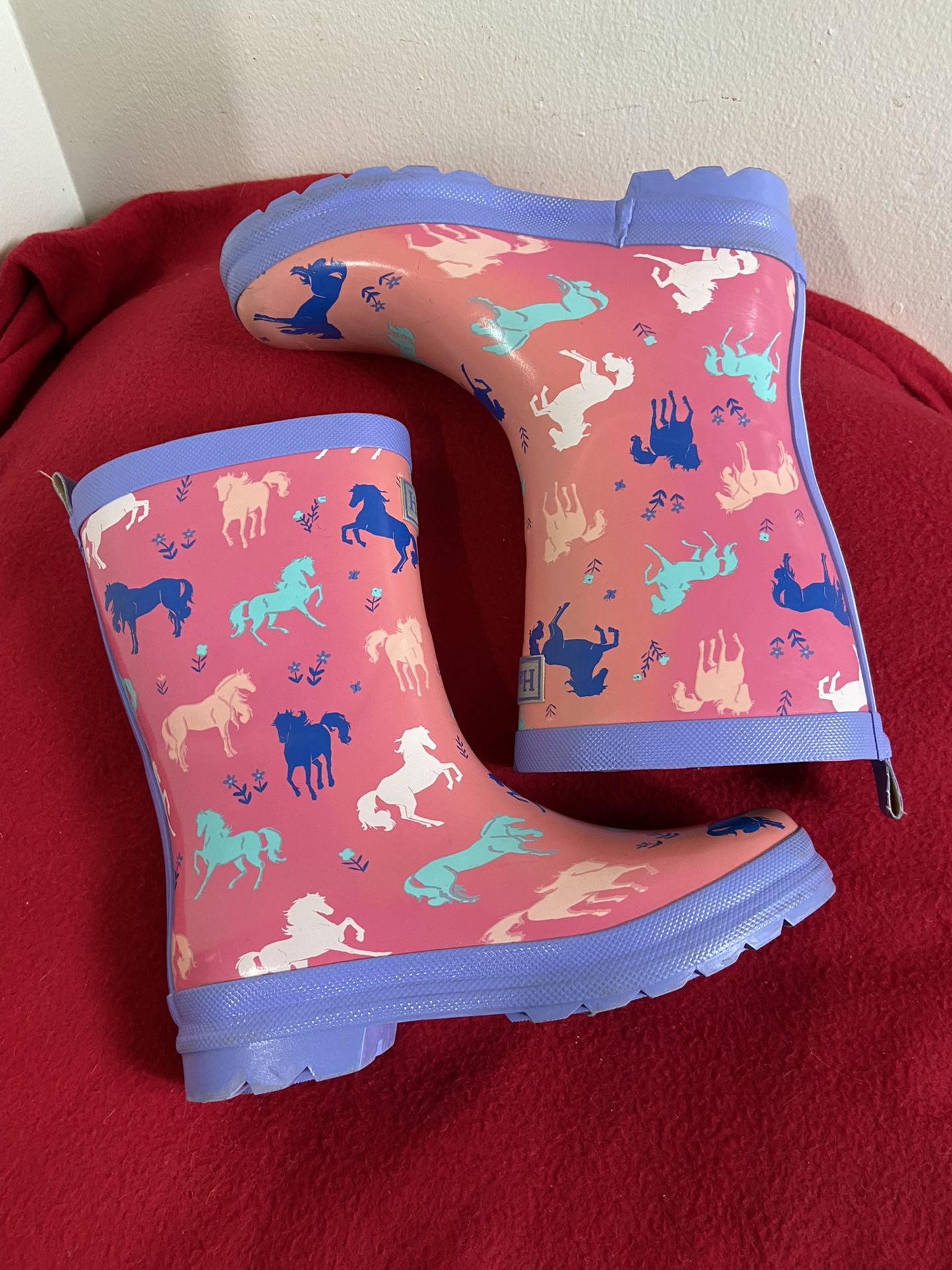 Haltley Painted Pasture Shiny Kids Rain Boots Size 3