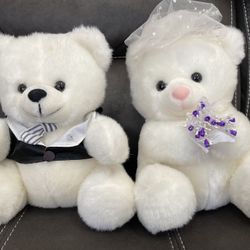 Vintage Early 1990’s Bride & Groom Wedding Bears. 