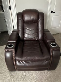 Brown leather recliner