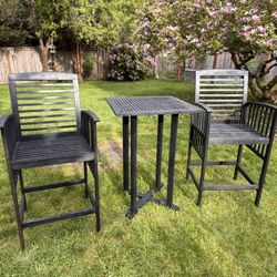 Patio Set - 3 Piece Bar-Height Bistro Set in Black 