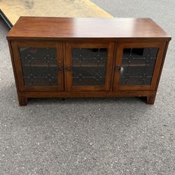 Ashley Furniture Solid Wood Media Console / Sideboard with Decorative Glass Doors