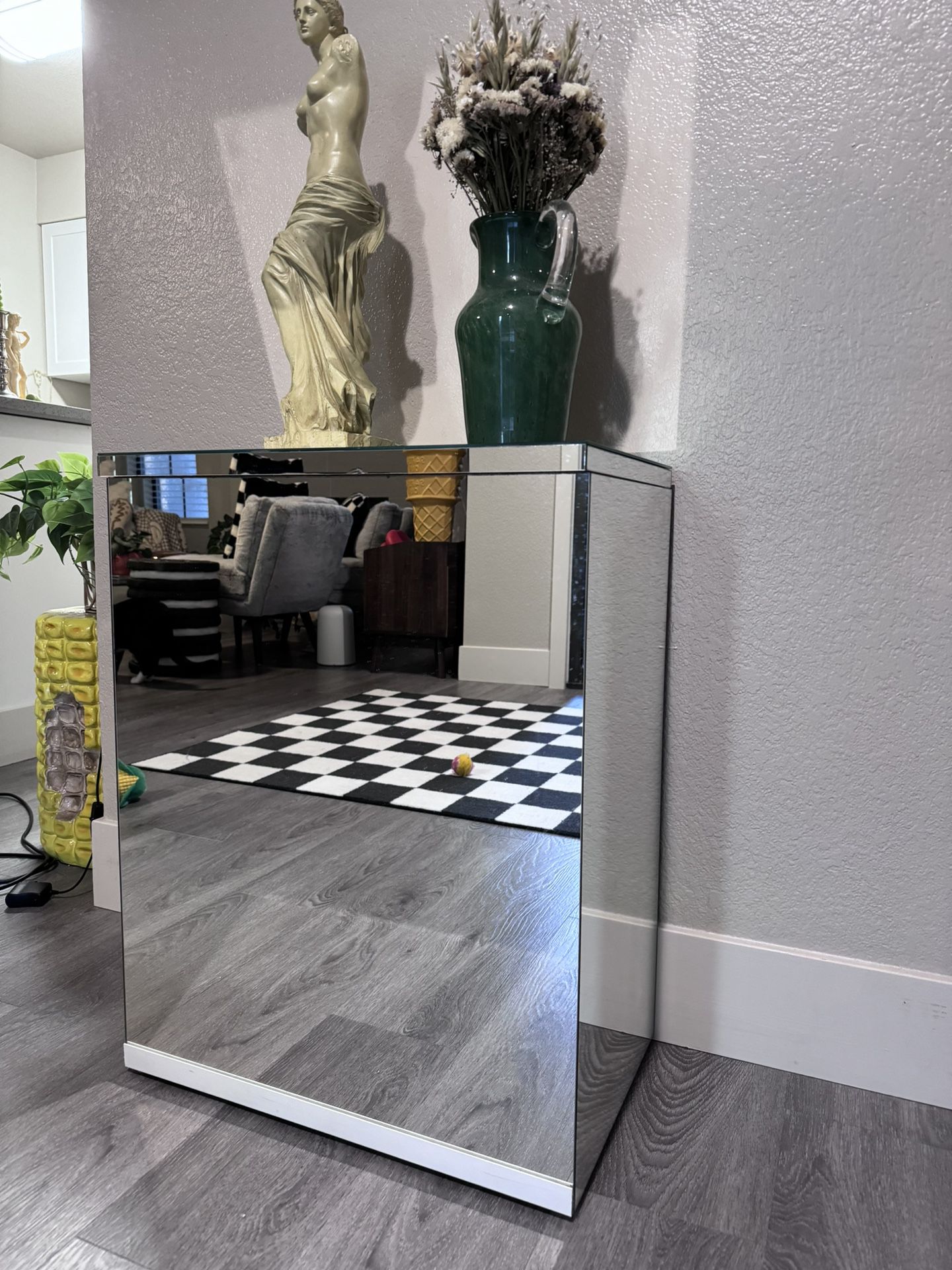Post Modern Mirror Pedestal With Storage 