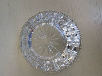 vintage clear pressed glass bowl, specifically identified as the "Windsor" or "Button and Cane" pattern, often produced by the Indiana Glass Company o