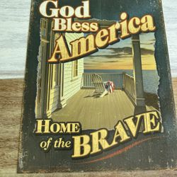 God Bless America Home Of The Brave Tin Sign