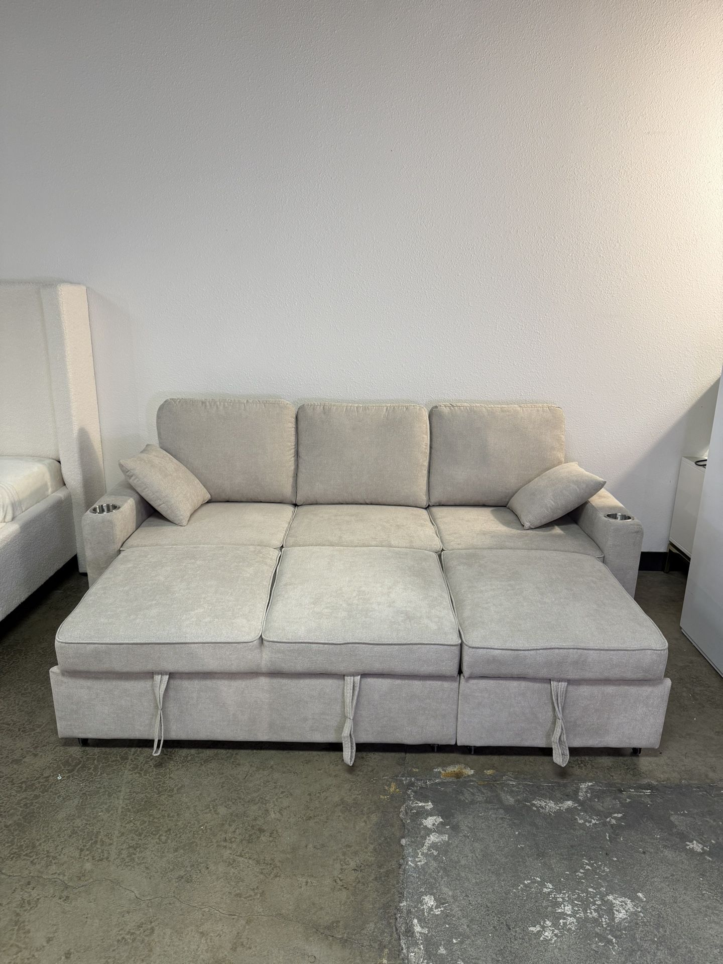 NEW Sofa Bed with Pull-Out Sleeper & Chaise Storage – Convertible Sectional Couch