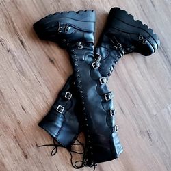 Thigh-high Tie Up Platform Boots