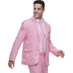 Mens Suits for Party Pink Leisure Suit Include Jacket Pants Tie