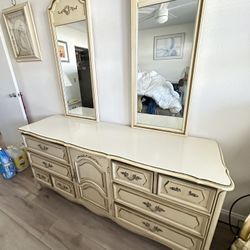 Double Dresser W/mirrors and 1 Night Stand