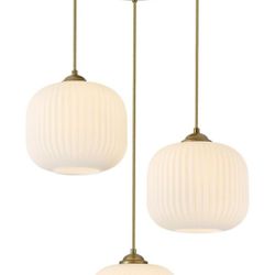 Mid Century Modern Chandelier 3-Light Gold Globe Cluster