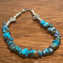 Navajo Silver Nugget Bracelet 9” Long