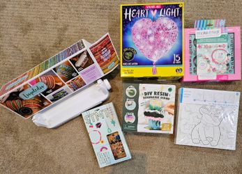 String Art Heart Light, Scrunchie Maker, Pre-Printed Canvases, STMT Charm Jewlery Kit, Loopdedoo, Henna Tattoo