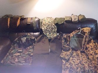 Vintage army and hunting gear