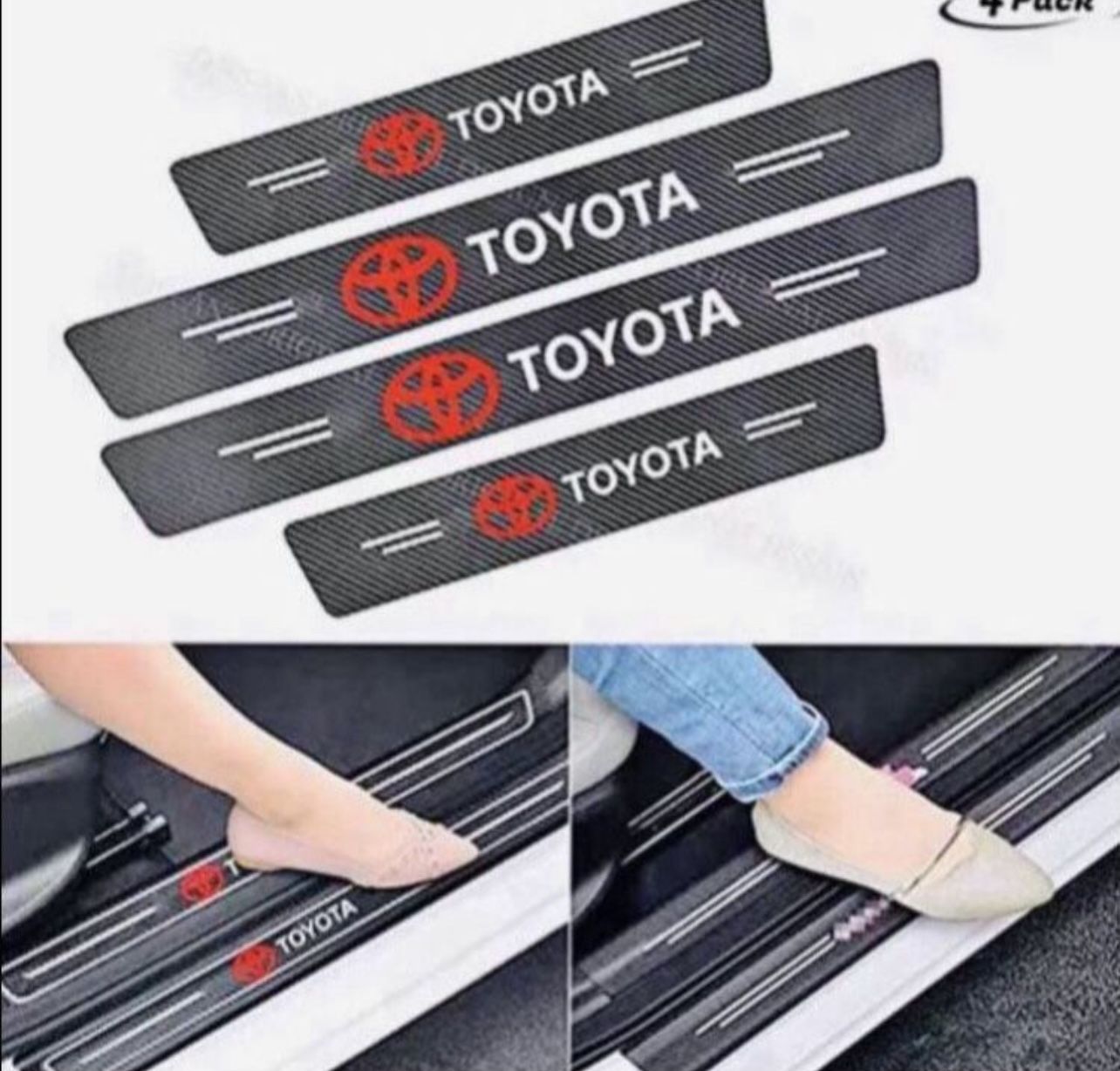 4pcs Toyota car door sill Anti-scratch carbon fiber sticker car door protection