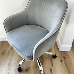 Grey Adjustable Extra Plush Swivel Home Office Task Chair with Polished Chrome Base