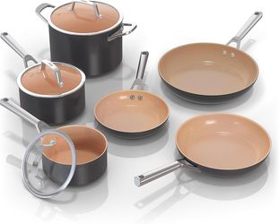 Ninja Pots and Pans Set Non Stick | Extended Life Premium Ceramic Cookware Set | 9-Piece Nonstick | PTFE Free | Oven Safe to 550°F | Induction 